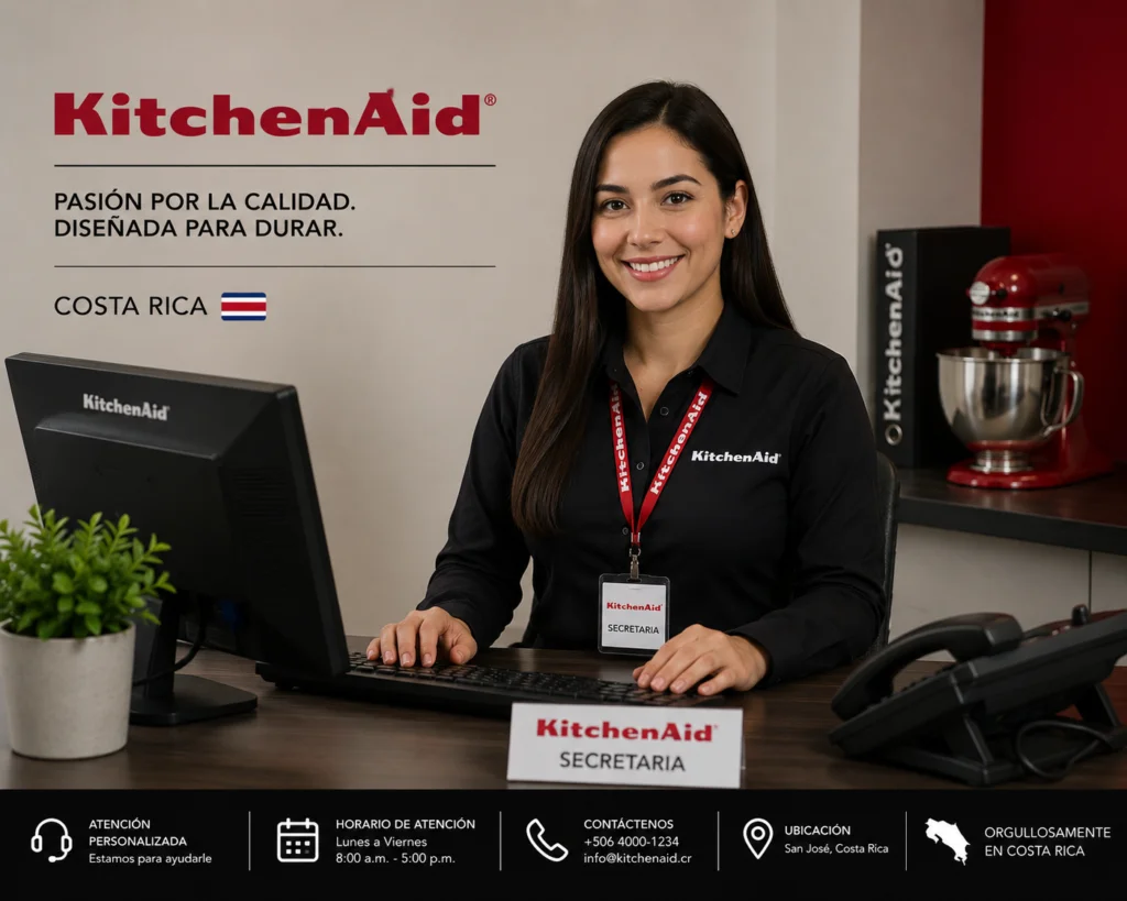 Agente de servicio al cliente KitchenAid Costa Rica en su escritorio